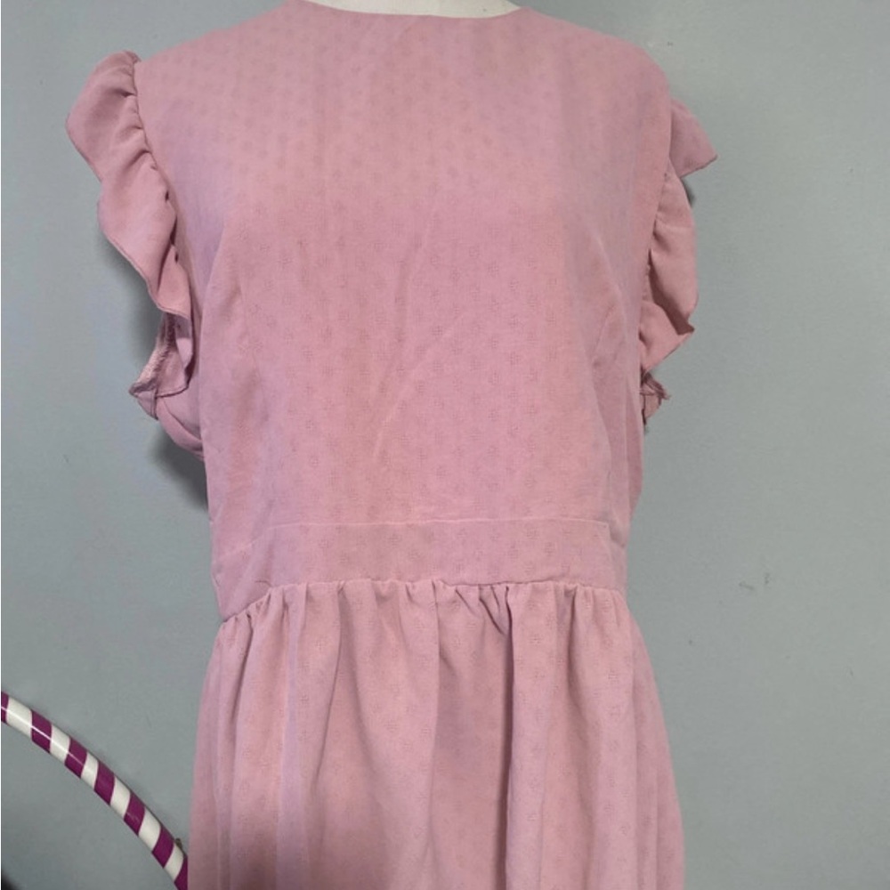 Soft Pink Ruffle Sleeve Dress by Lyaner
